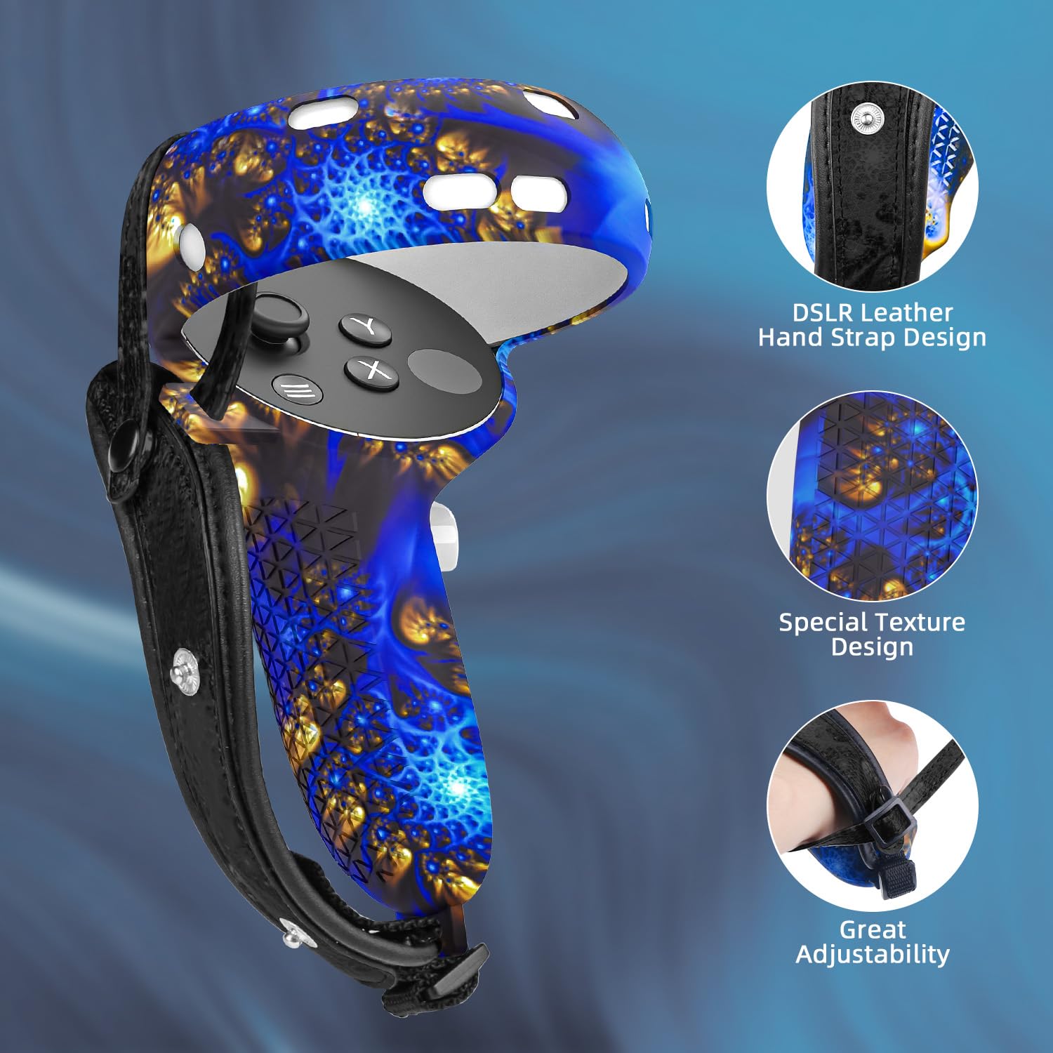 BlueFire VR Accessories Kit for Oculus Quest 2 - Silicone Face Cover, Controller Grips, Protective Shell, Lens Protector & 10 Disposable Eye Covers | Enhanced Comfort & Hygiene for Virtual Reality Gaming & Fitness