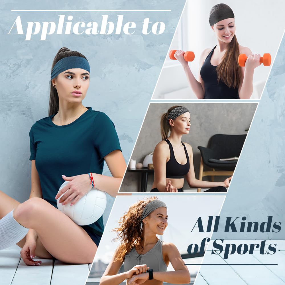 Dreamlover Women's Workout Headbands - 6 Pack Athletic Sweatbands for Running, Yoga & Fitness - Non-Slip Sports Headbands for Exercise & Active Lifestyle