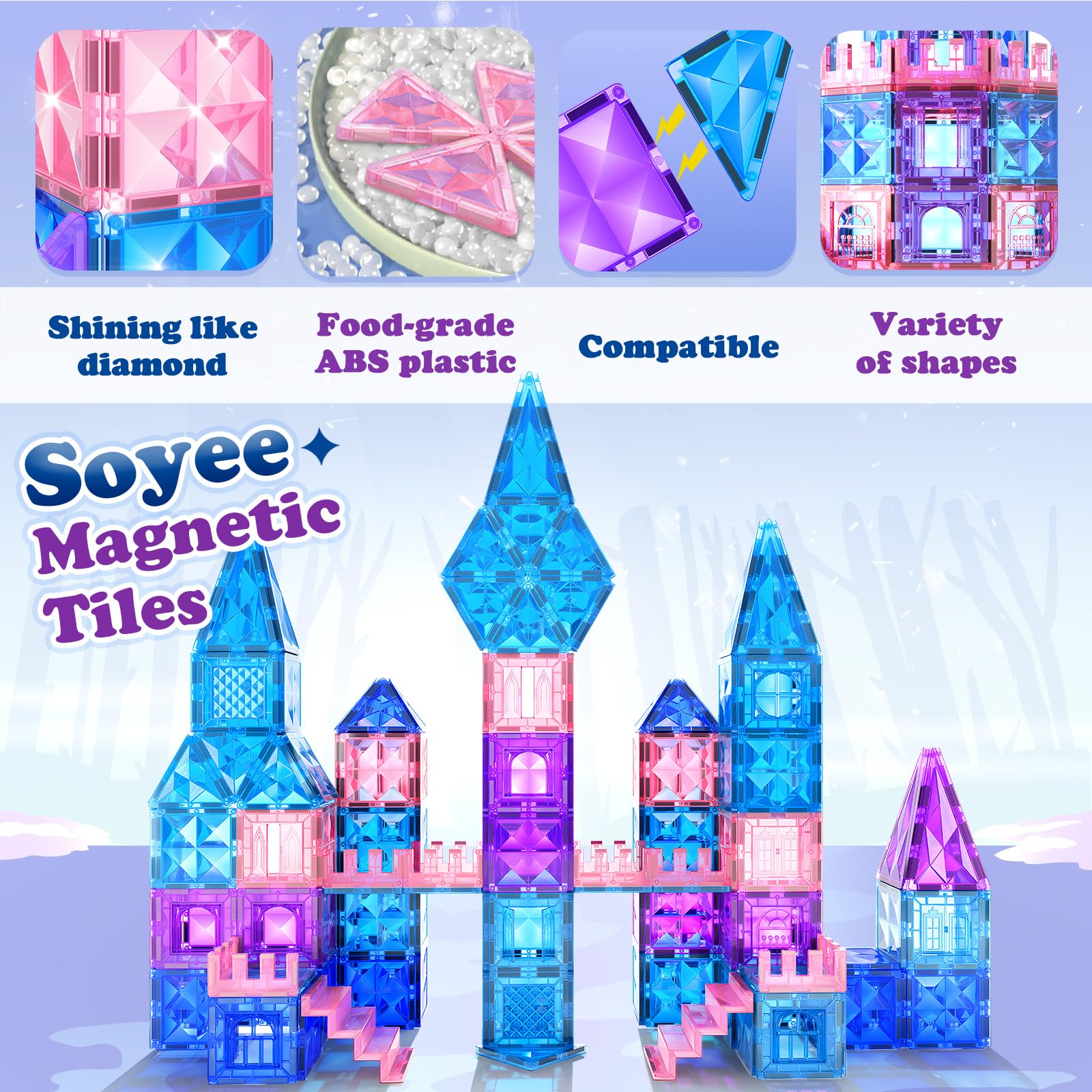 102-Piece Magnetic Building Blocks Set with Stairs & Dolls - Princess Castle Construction Toy for Girls Ages 3-8 | STEM Learning, Creative Play, Birthday & Christmas Gift for Toddlers & Kids | Perfect for Indoor Playtime, Classroom Activities & Family Bonding