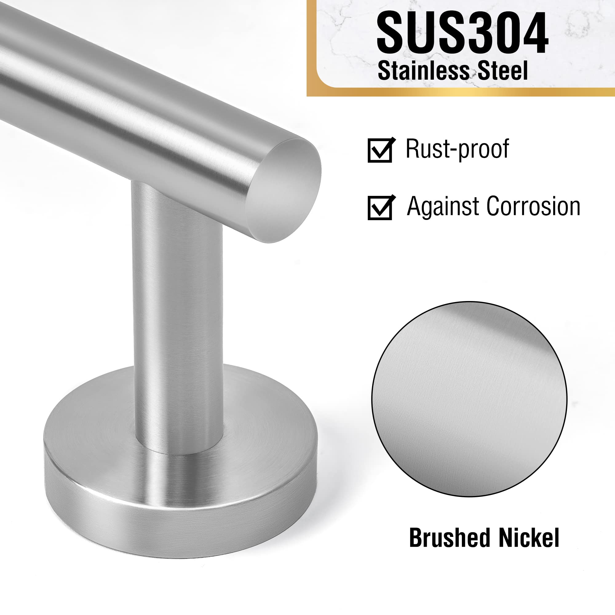 HITSLAM Brushed Nickel 19.8 Inch Towel Bar - Premium SUS304 Stainless Steel Bathroom Towel Rack - Wall Mounted Modern Bath Towel Holder with Hardware Accessories - Perfect for Bathroom, Spa, and Home Decor