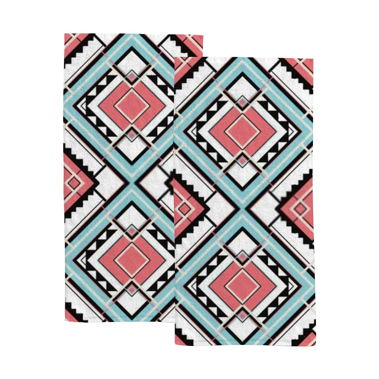 Hapuxt 2-Pack Soft Microfiber Hand & Face Towels - Quick Absorbing, Comfortable Bath & Kitchen Towels (30x15 Inch) - Pink Abstract Geometric Design for Home, Gym & Travel Use