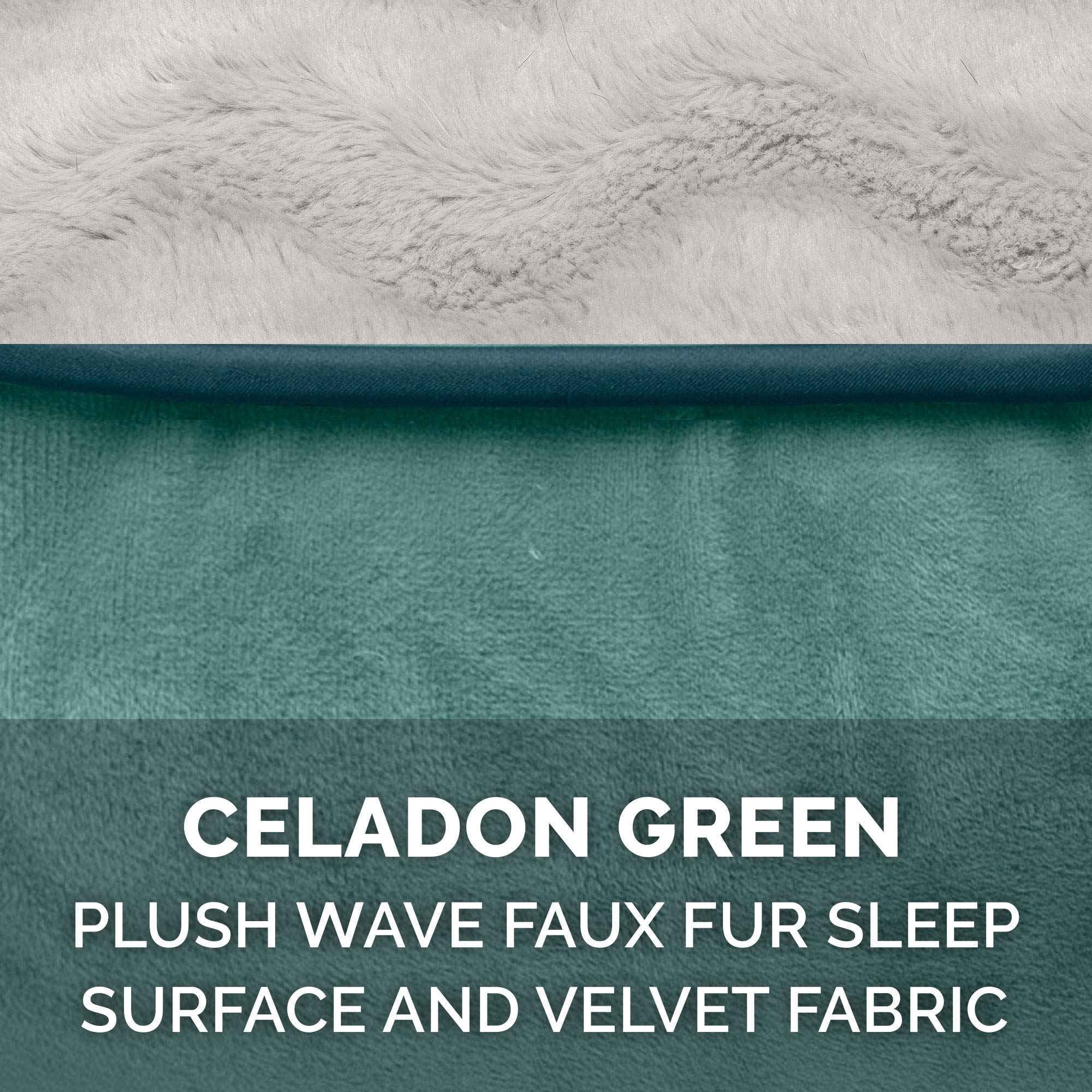 Furhaven Orthopedic Dog Bed for Small & Medium Dogs - Plush Velvet Sofa with Removable Bolsters & Washable Cover - Supports Up to 35 lbs - Celadon Green Medium Size - Perfect for Pets with Joint Pain or Post-Surgery Recovery