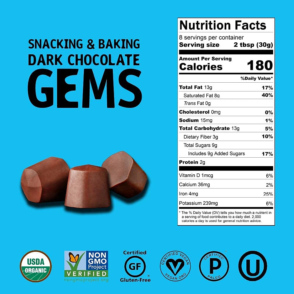 Organic Vegan Dark Chocolate Baking Chips - 6 Pack (9oz Each) | Paleo, Non-GMO, Kosher Certified | Perfect for Baking Cookies, Muffins & Healthy Snacking