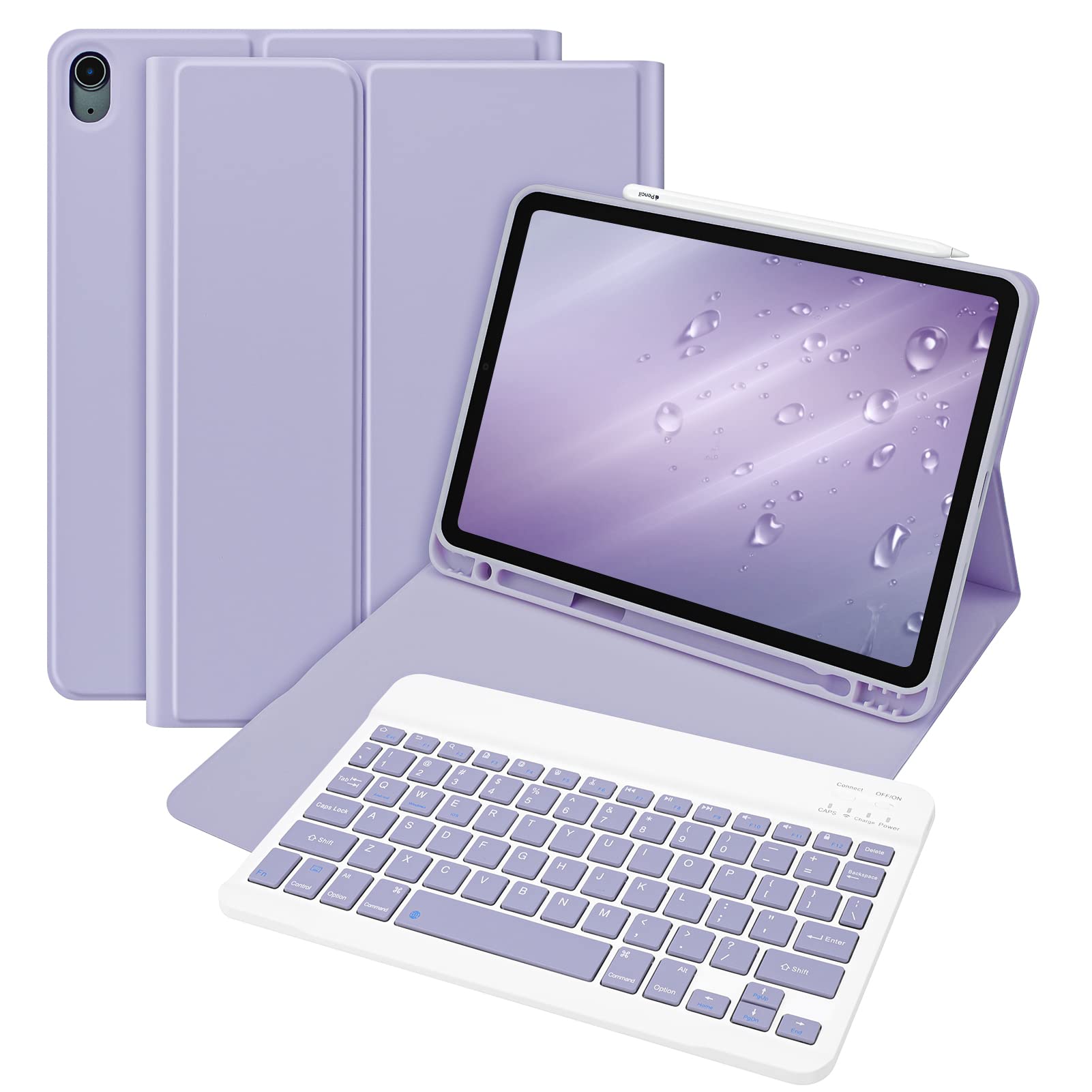 Bettdow Wireless Keyboard Case for iPad Air 5th/4th Gen 10.9 inch (2022/2020) - Detachable Backlit Keyboard with Apple Pencil Holder, Auto Sleep/Wake Function - Purple | Perfect for Work, Study & Travel