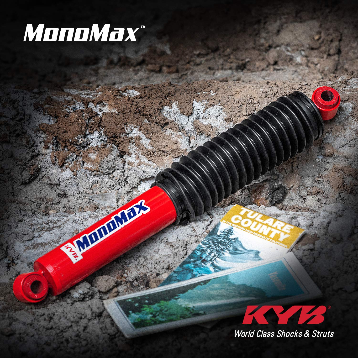 KYB 565080 MonoMax Gas Shock Absorber - Red - Heavy-Duty Performance for Trucks, SUVs & Off-Road Vehicles - Smooth Ride & Enhanced Control on Rough Terrain