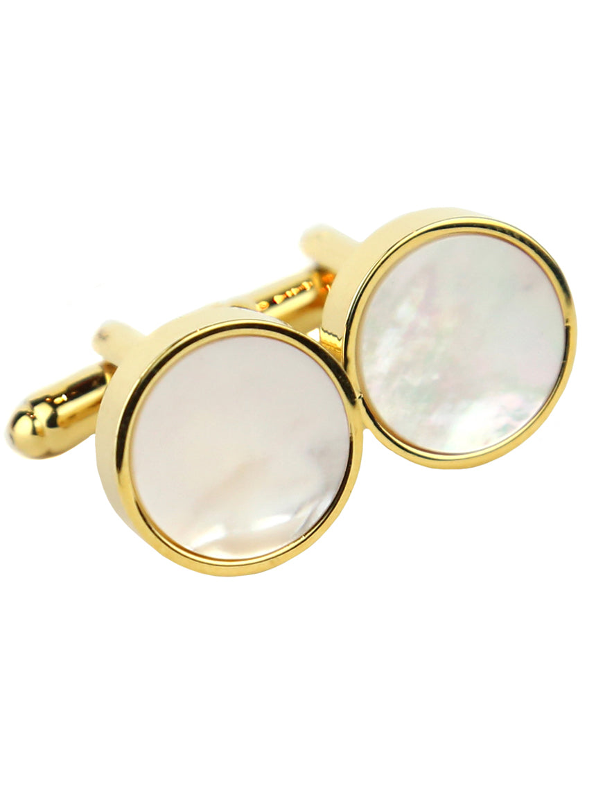 DÉCLIC MOP Round Cufflinks in Gold - Elegant Dress Shirt Accessories for Weddings, Business Meetings & Formal Events