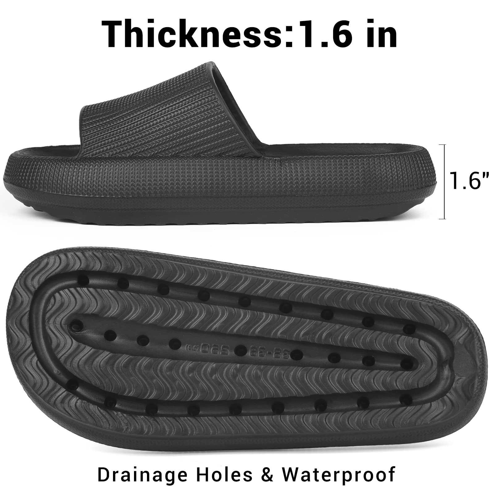 **VONMAY Cloud Slides for Men & Women - Quick-Drying, Non-Slip Shower Sandals with Cushioned Thick Sole - Comfortable & Supportive for Indoor, Outdoor, Pool & Beach Use**