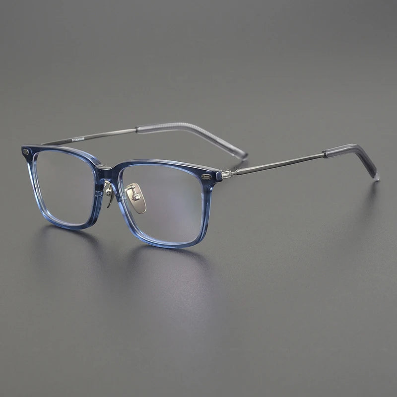 Stylish Unisex Black Acetate & Titanium Square Full Rim Eyeglasses (85mm) - Perfect for Work, Reading & Fashion Accessories