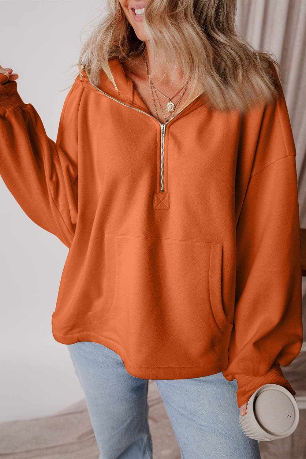 Men's Casual Half Zip Hoodie with Kangaroo Pockets - Lightweight Pullover for Outdoor Activities & Lounge Wear