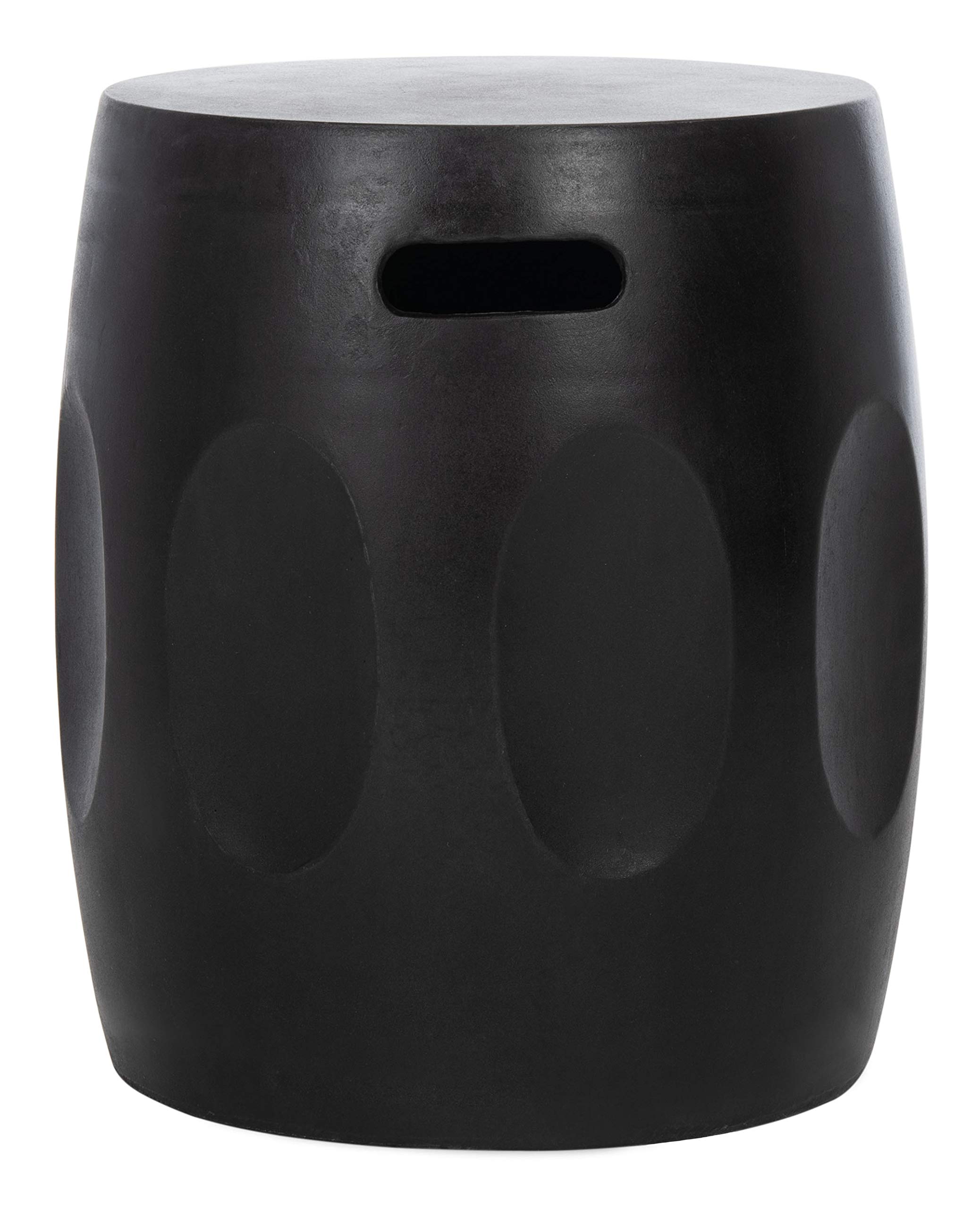 SAFAVIEH Zuri Black Modern Concrete Round Outdoor Accent Table - Perfect for Patio, Garden, and Poolside Decor