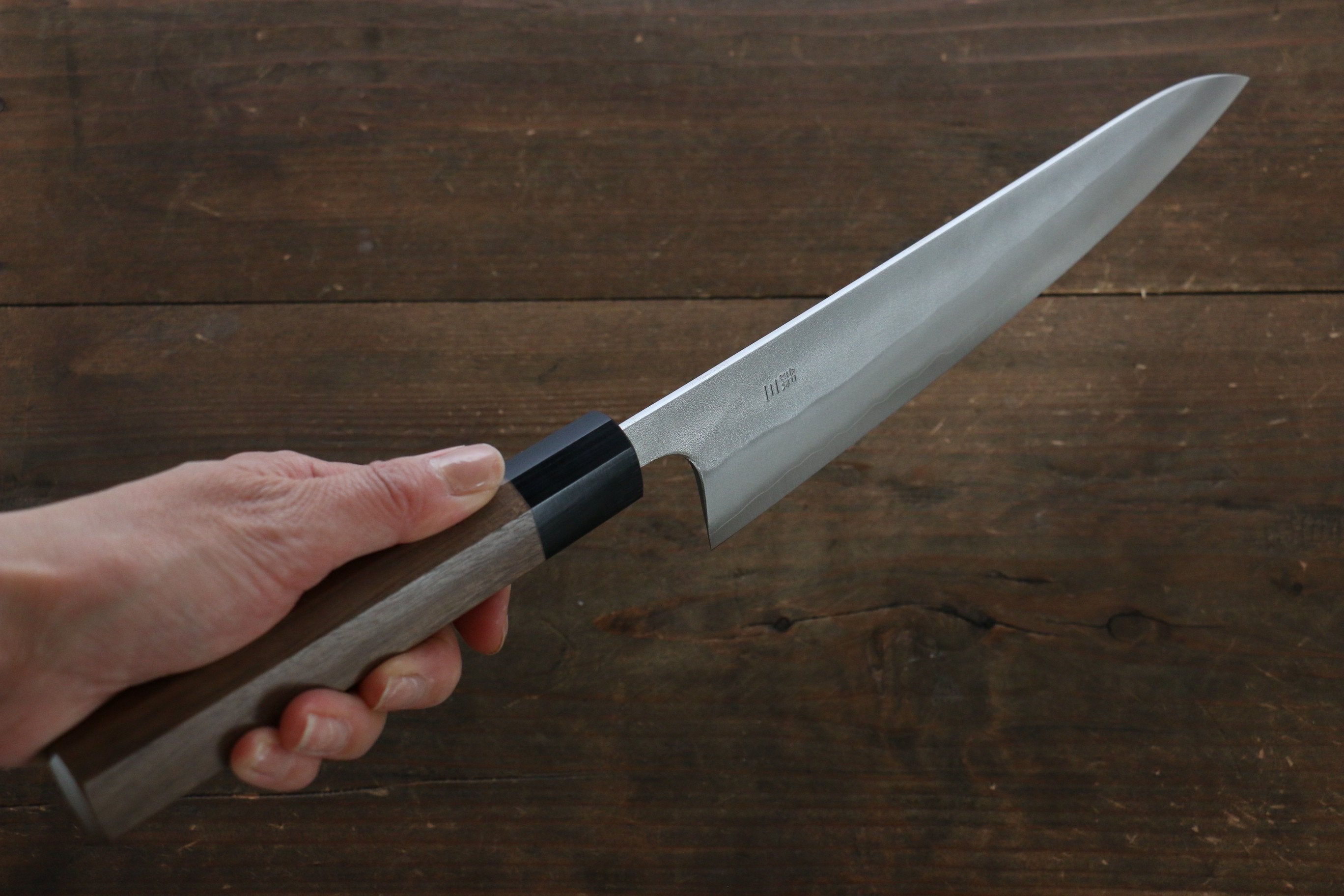 Nao Yamamoto Silver Steel No.3 Nashiji Gyuto 210mm Japanese Chef Knife with Walnut Handle - Perfect for Sushi, Meat Cutting & Professional Kitchen Use