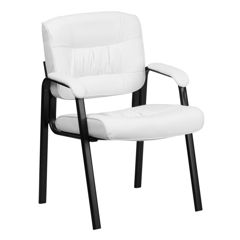 Premium FLASH Haeger Leather Executive Office Chair - Black Metal Frame Reception Seating for Professional Workspaces & Conference Rooms