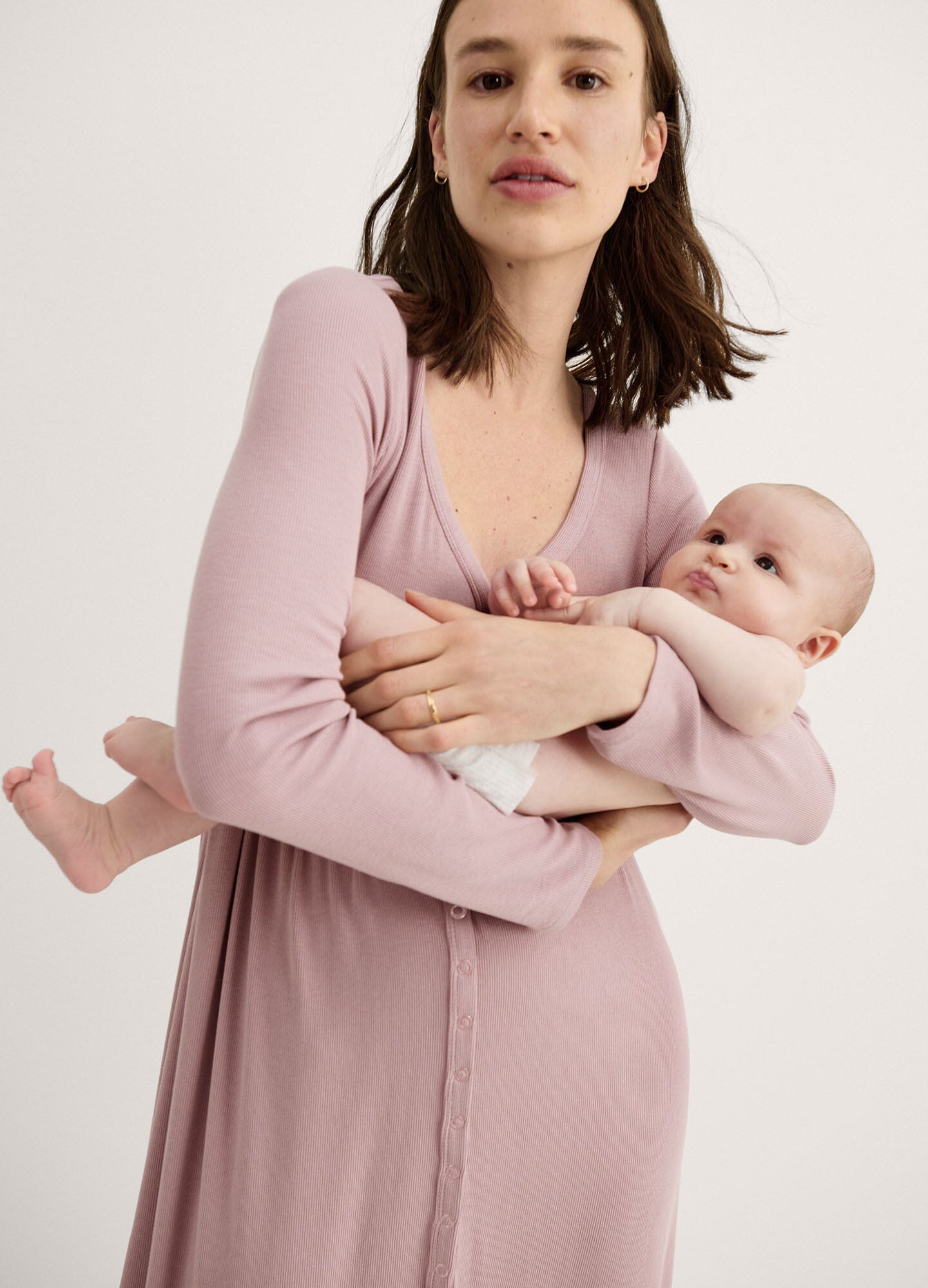 Ultra Soft Ribbed Nursing Dress for Breastfeeding Moms - Comfortable Maternity Wear for Nursing, Lounging & Everyday Use