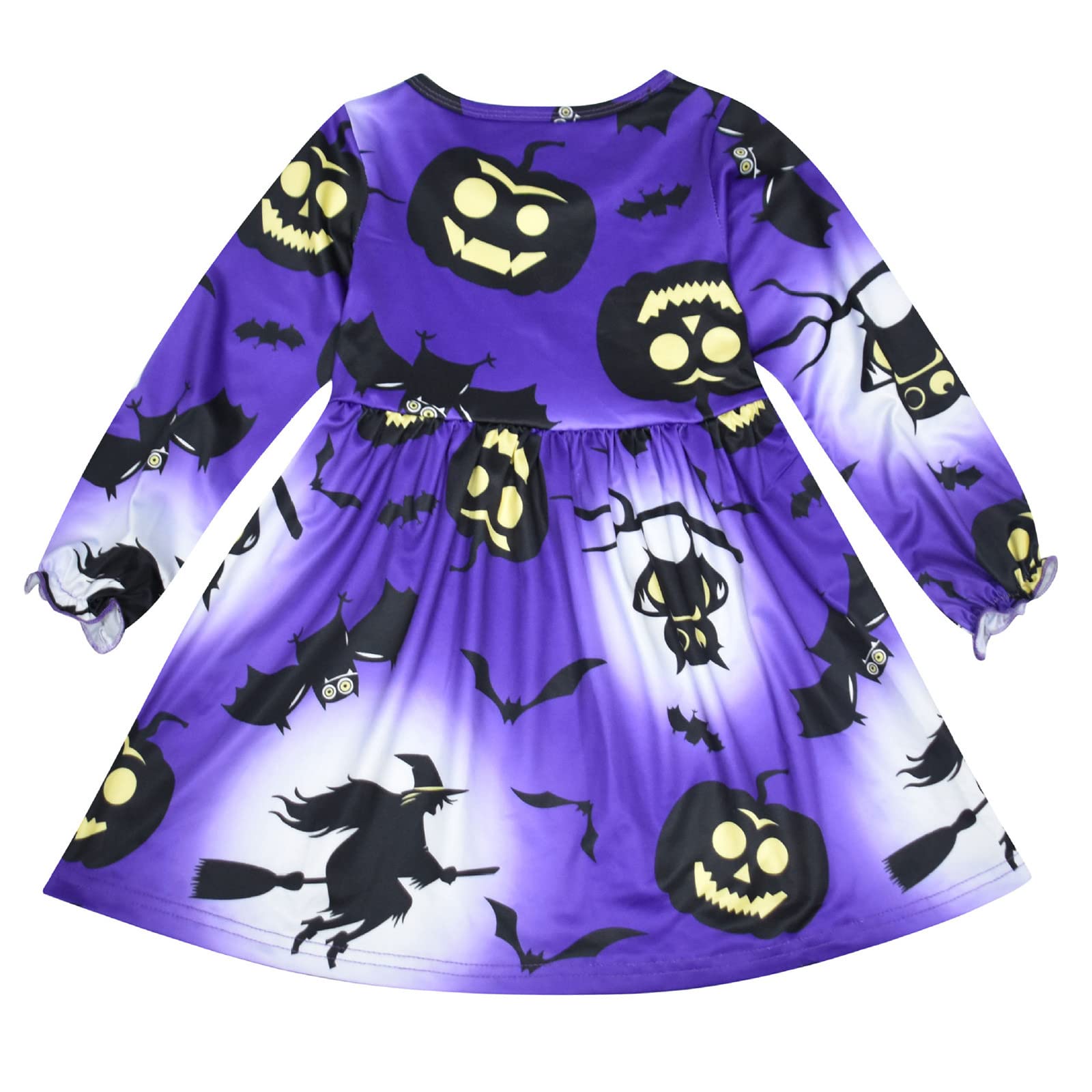 Halloween Toddler Girl Dress - Long Sleeve Pumpkin Witch Print Princess Costume for Infants & Kids | Perfect for Trick-or-Treating, Halloween Parties & Photo Shoots