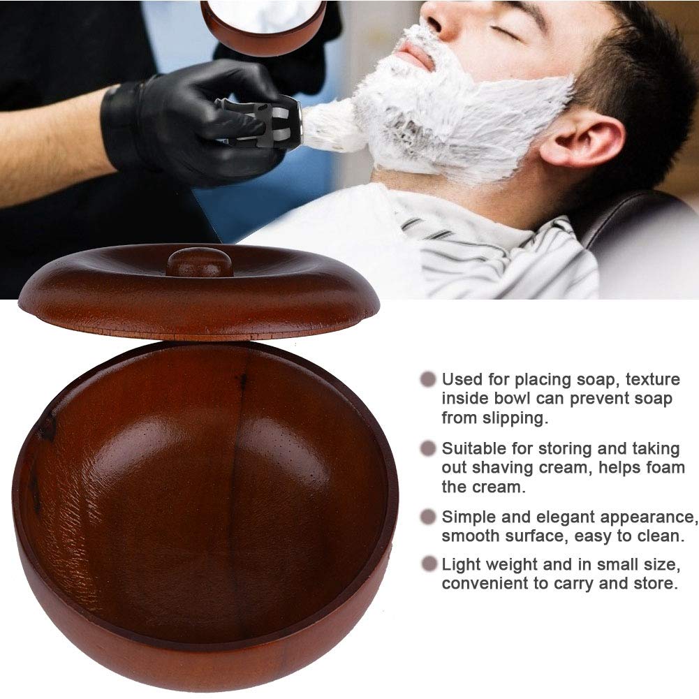 Premium Rubber Wood Shaving Soap Bowl with Lid - Men's Foaming Shaving Cream Bowl for Wet Shaving - Perfect for Travel & Home Grooming Kits
