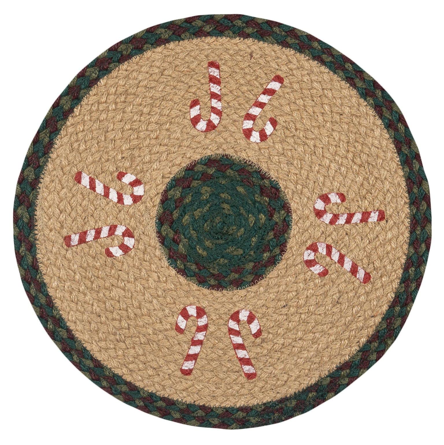 PM-RP-508 Christmas Candy Cane Printed Round Placemat 15