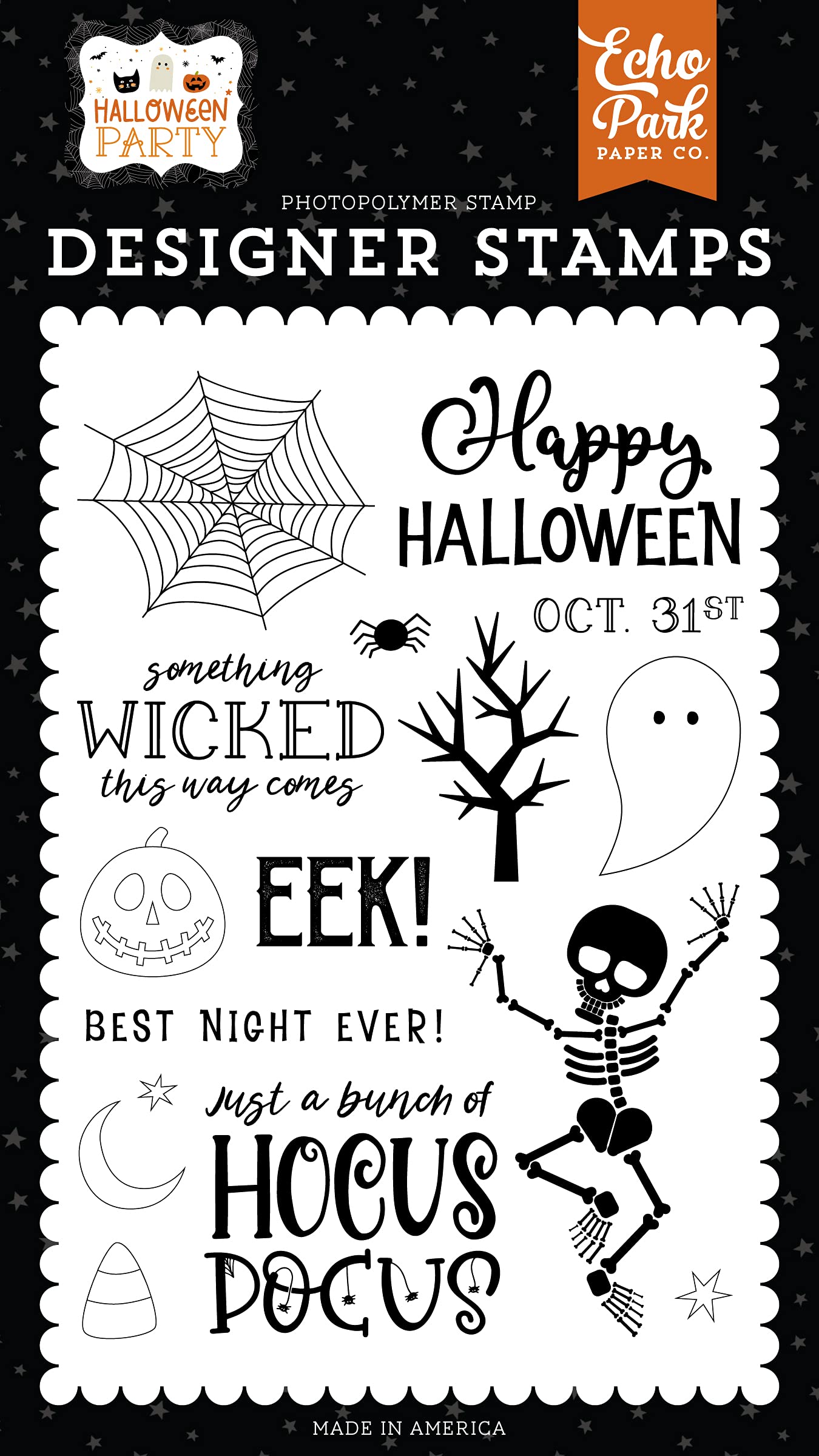 Echo Park Paper Co. Something Wicked Stamp Set - Multi-Color Halloween Scrapbooking Stamps for DIY Cards, Journals & Home Decor