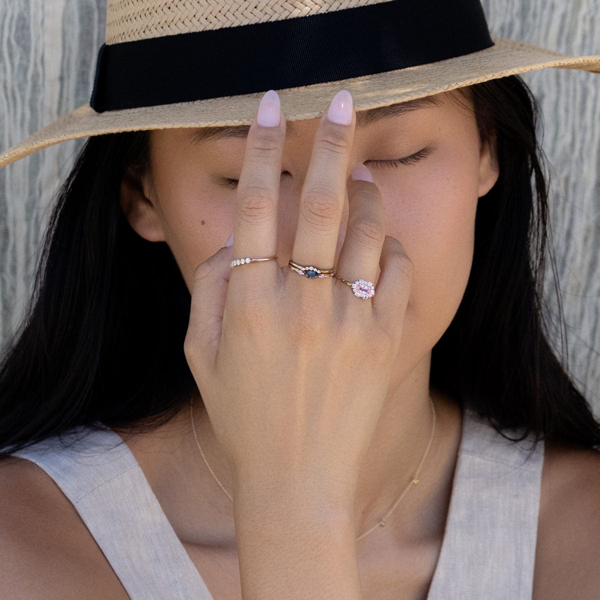 Starry Sakura Sapphire Ring - Elegant Blue Gemstone Jewelry for Women, Perfect for Weddings, Anniversaries & Special Occasions