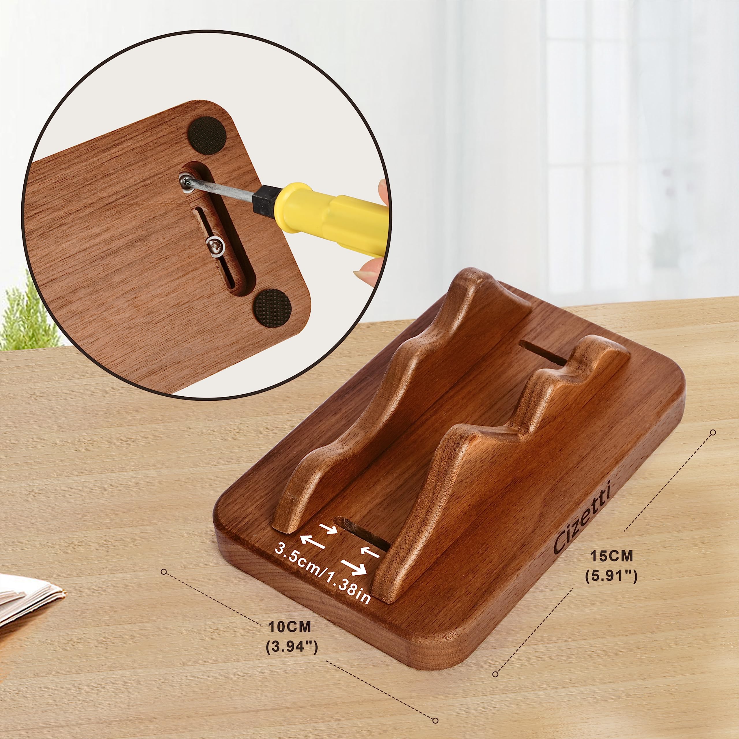 Vertical Wooden Laptop Stand Holder - Adjustable Desk/Under Desk Organizer for MacBook Pro & All Laptops - Black Walnut Wood Dock | Perfect for Home Office, Workspace & Minimalist Setup