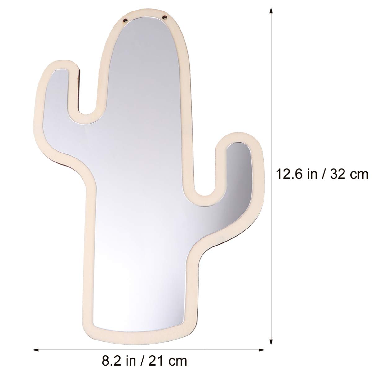BESPORTBLE Wooden Mirror - Cactus Shaped Safe Mirror for Kids, Small Wall Mirror for Bedroom, Bathroom, and Nursery Decor | Shatterproof & Stylish Home Accent