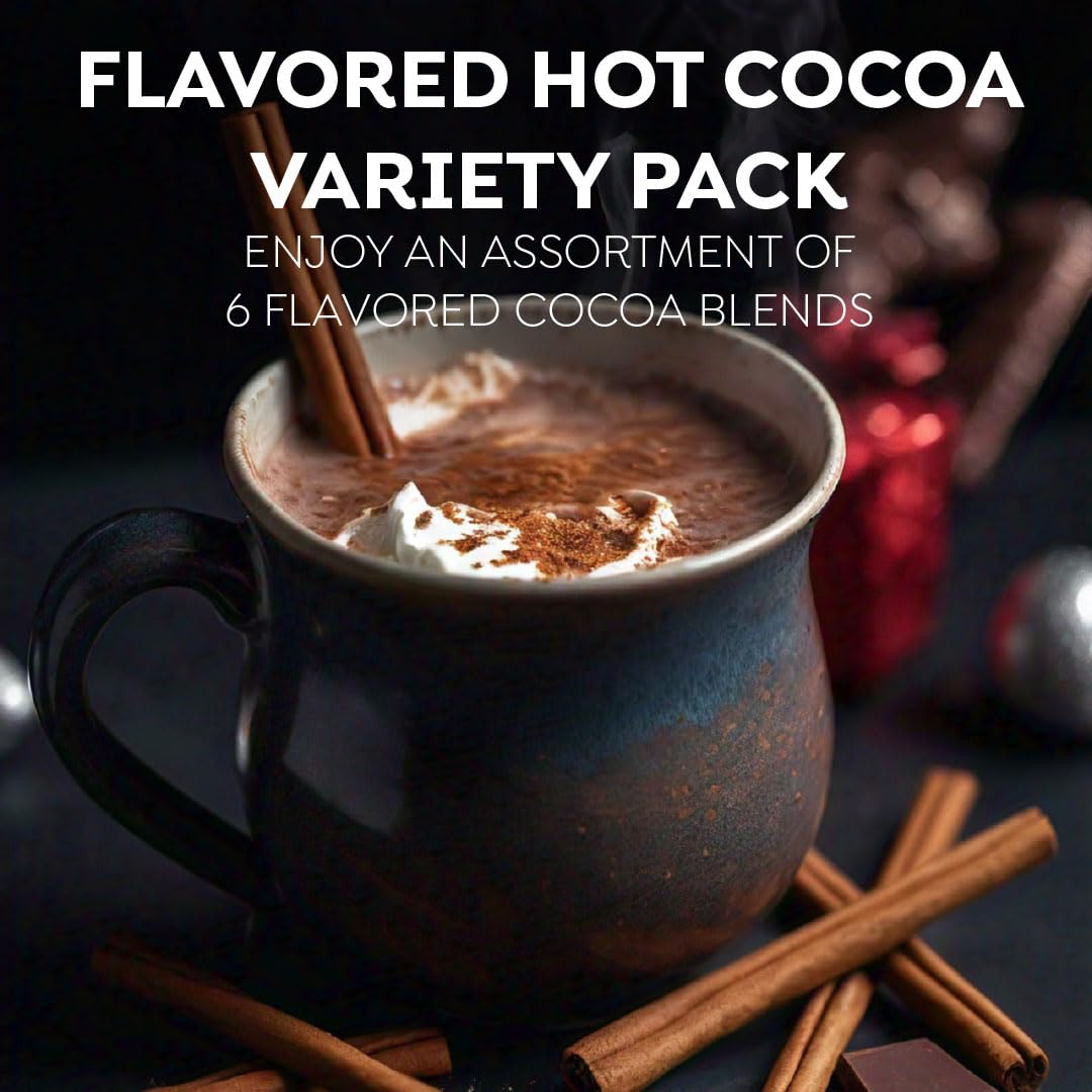 Maud's Flavored Hot Chocolate Variety Pack - 48 Count Single Serve Pods, Recyclable & Keurig K-Cup Compatible - Perfect for Home, Office & Holiday Gifting