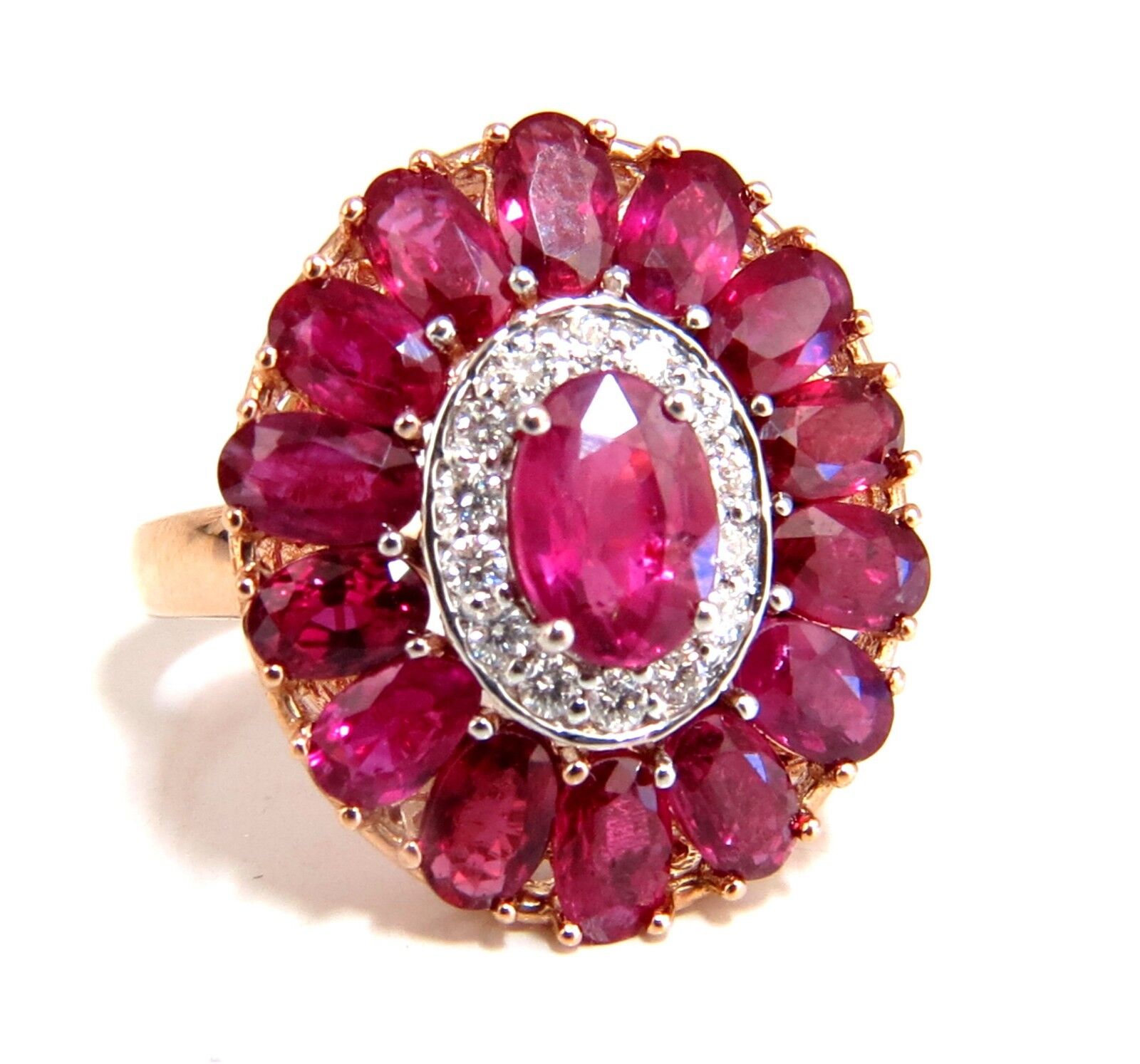 4.70ct AIGS Certified Natural Ruby & Diamond Cluster Ballerina Ring - No Heat Treatment | Elegant Jewelry for Weddings, Anniversaries & Special Occasions