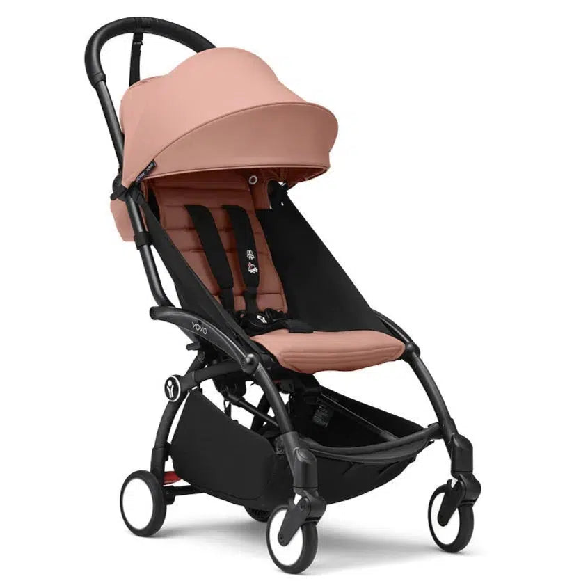 Stokke YOYO 3 Lightweight Baby Stroller for Ages 6+ Months - Black Frame with Ginger Fabric | Compact Foldable Travel Stroller for Airplanes, City Walks & Daily Use