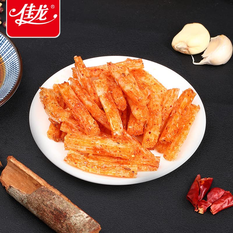Spicy Strips Small Gluten Snacks - Sweet & Spicy Chinese Instant Snack Gift (3 Bags) | Handmade Vegan Jerky for Parties, Hiking & Office Snacking