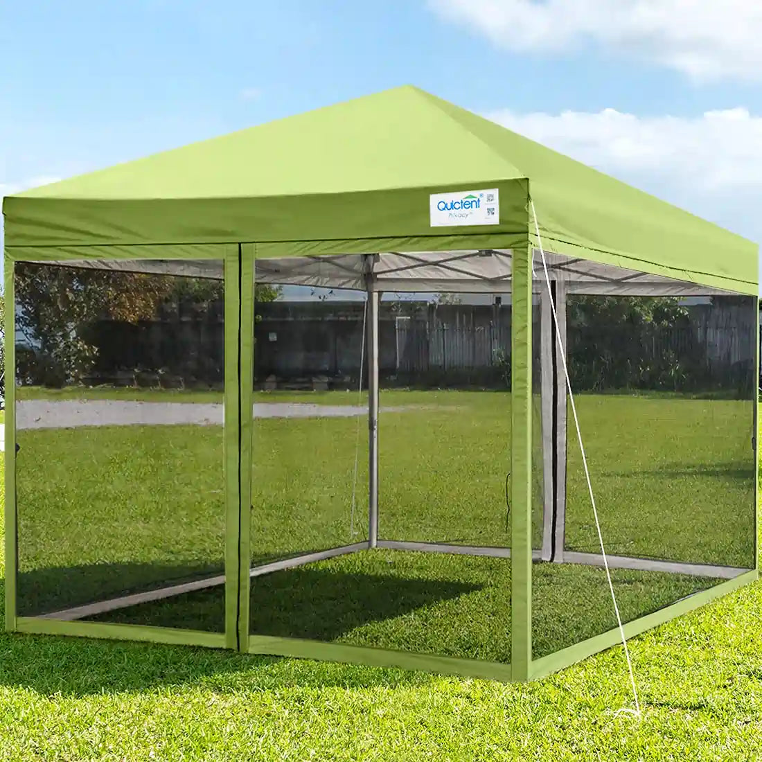 10' x 10' Pop Up Canopy Tent with Sidewalls & Netting - Blue Outdoor Instant Shelter for Camping, Beach, Picnics, and Backyard Parties