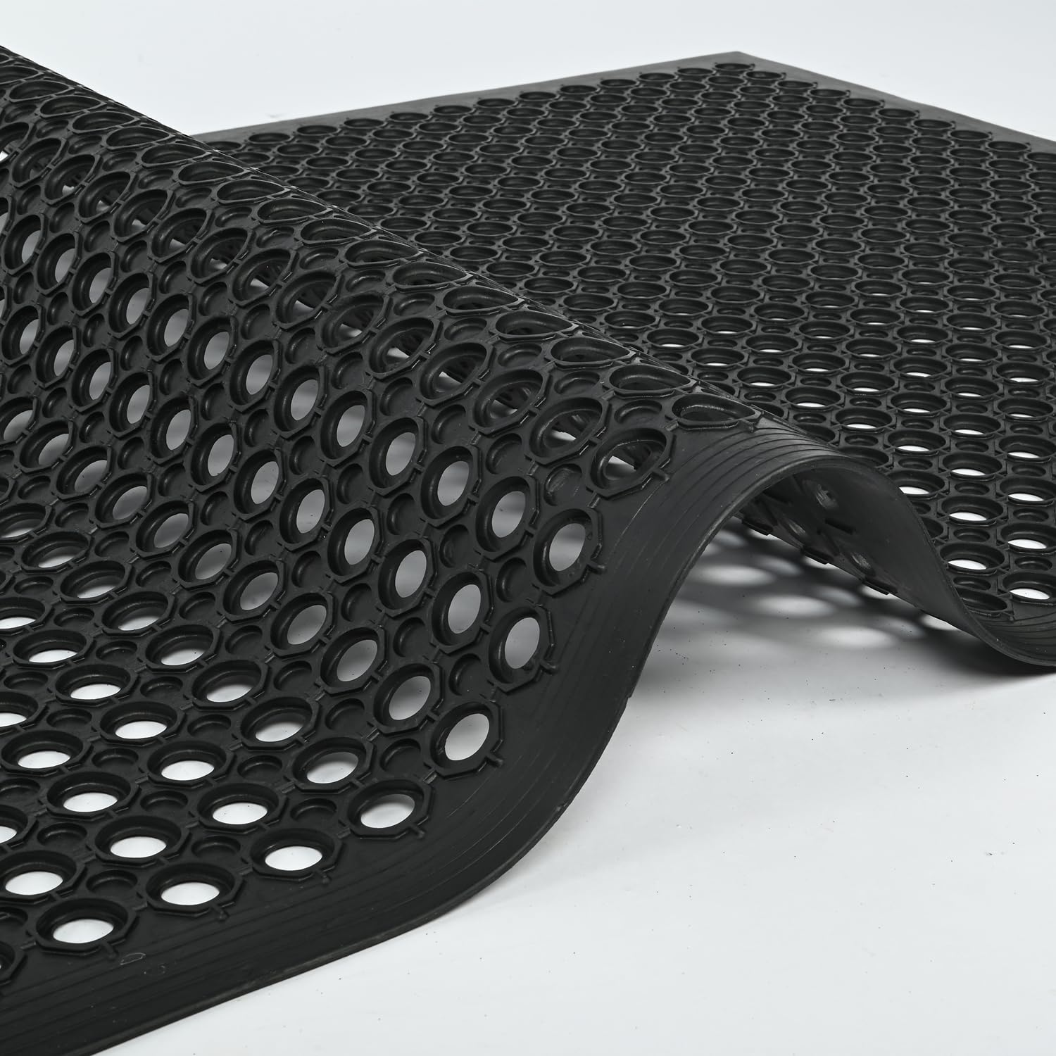 Uyoyous 59x35.4 Inch Non-Slip Rubber Floor Mat with Drainage Holes - Heavy Duty Commercial Kitchen Mat for Restaurants, Bars, Indoor & Outdoor Use - Perfect for High Traffic Areas, Food Prep Stations, and Wet Environments