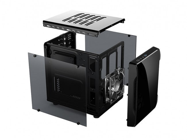 Spire PowerCube 715 Computer Case with Dual Tempered Glass Windows - SPC715B CE/R/2W U3 P/S Option - Perfect for Gaming PC Builds & Custom Workstations