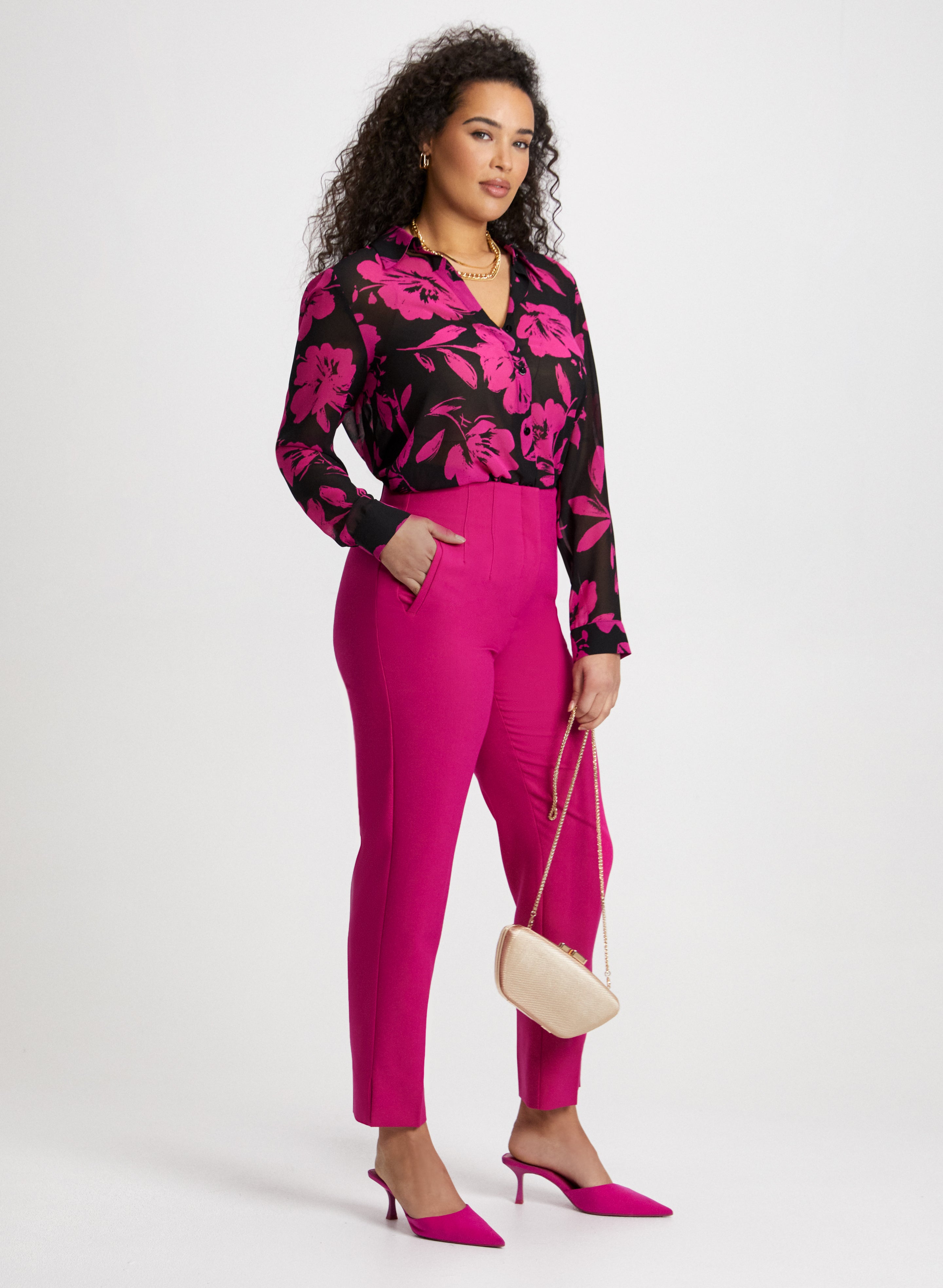 City Fit Slim Leg Pants for Women - High Waisted Stretch Trousers | Office Wear, Business Casual & Travel Outfits