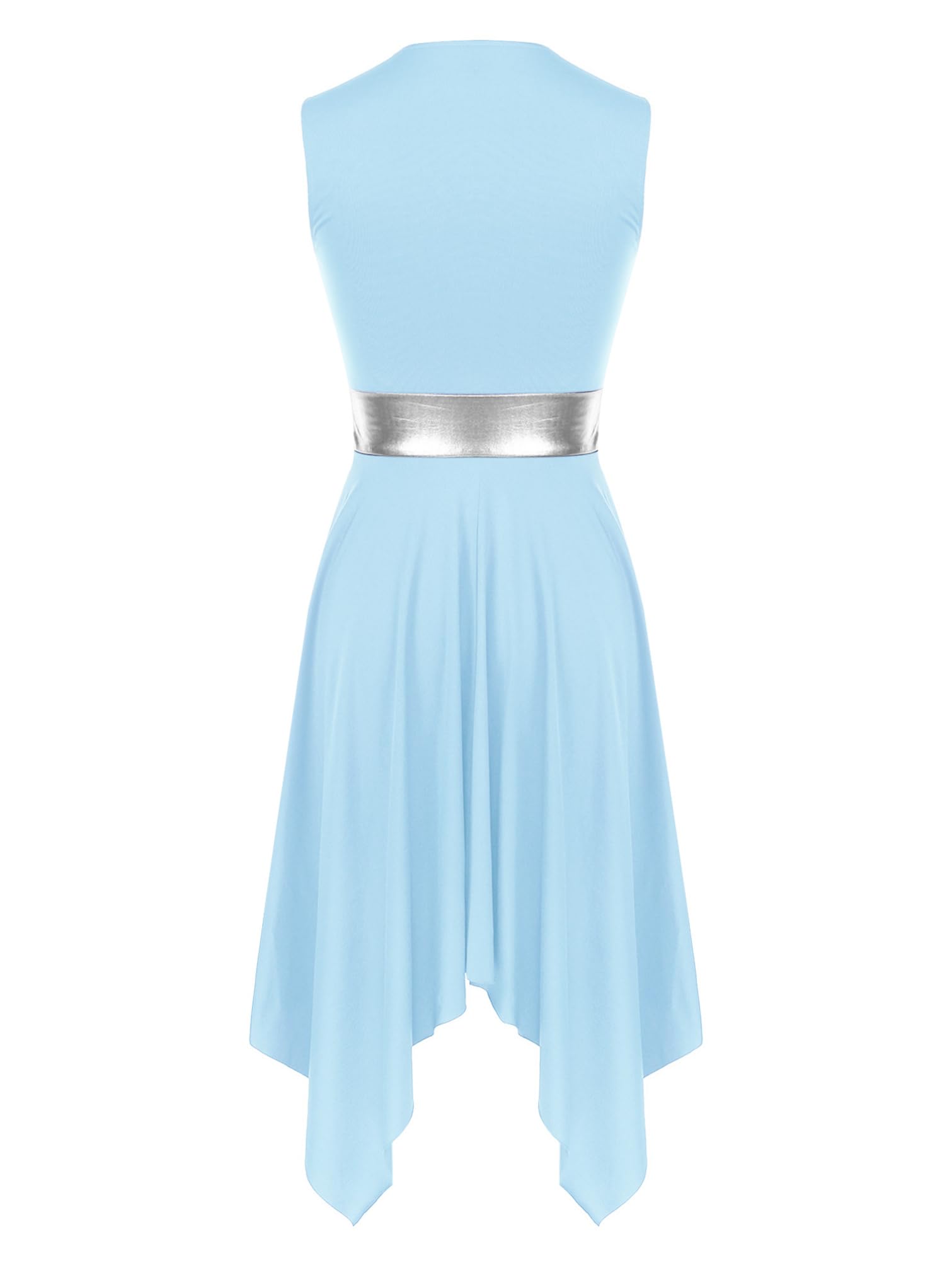 iiniim Women's Sleeveless Color Block Worship Dance Dress - Lyrical Praise Dance Costume with Asymmetrical Hem for Church Performances & Christian Events