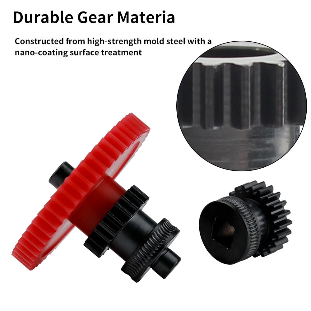Hardened Steel Dual Gear Extruder Kit for Elegoo Neptune 4/Pro/Plus/Max 3D Printers - Precision Bearings & One Shaft Design - Upgrade Replacement Part for Smooth Filament Feeding & Consistent Printing
