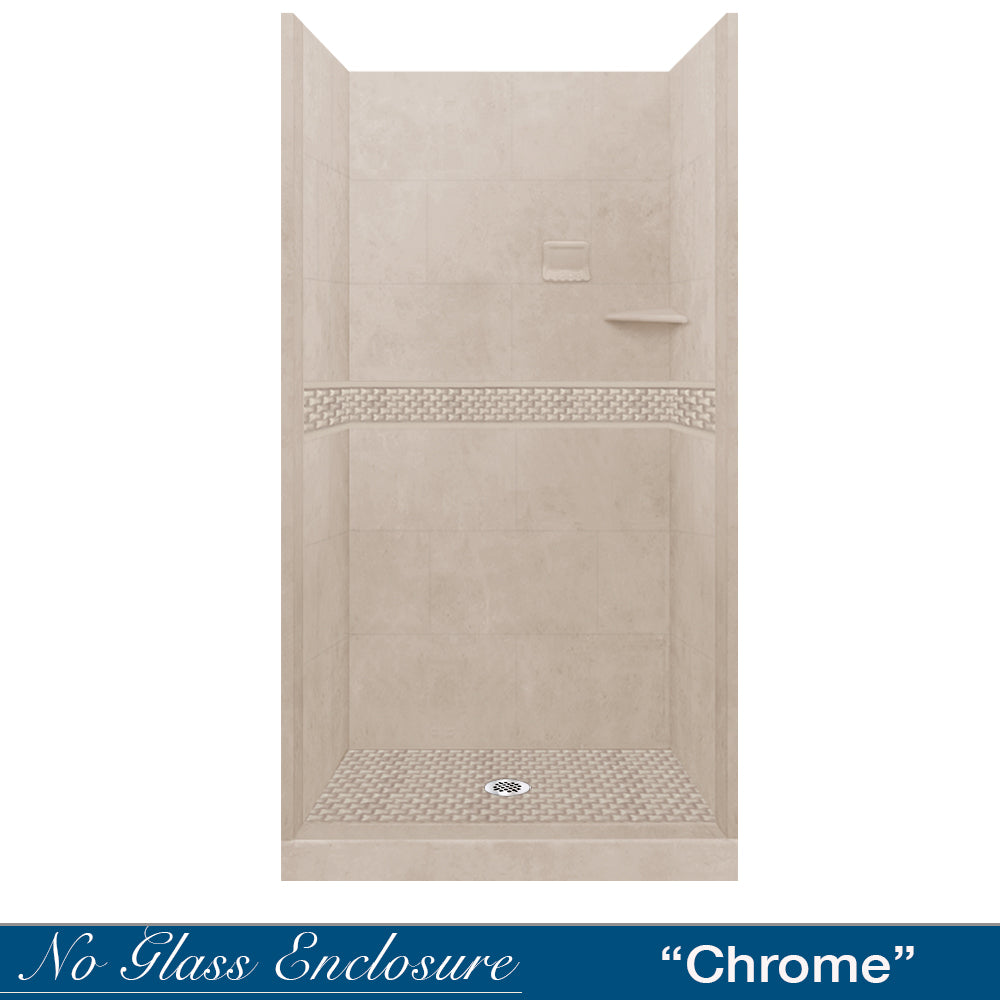 Alcove Brown Sugar Sistine Stone & Jewel Stone Accent DIY Shower Remodel Kit - Easy Bathroom Upgrade for Modern Home Renovation