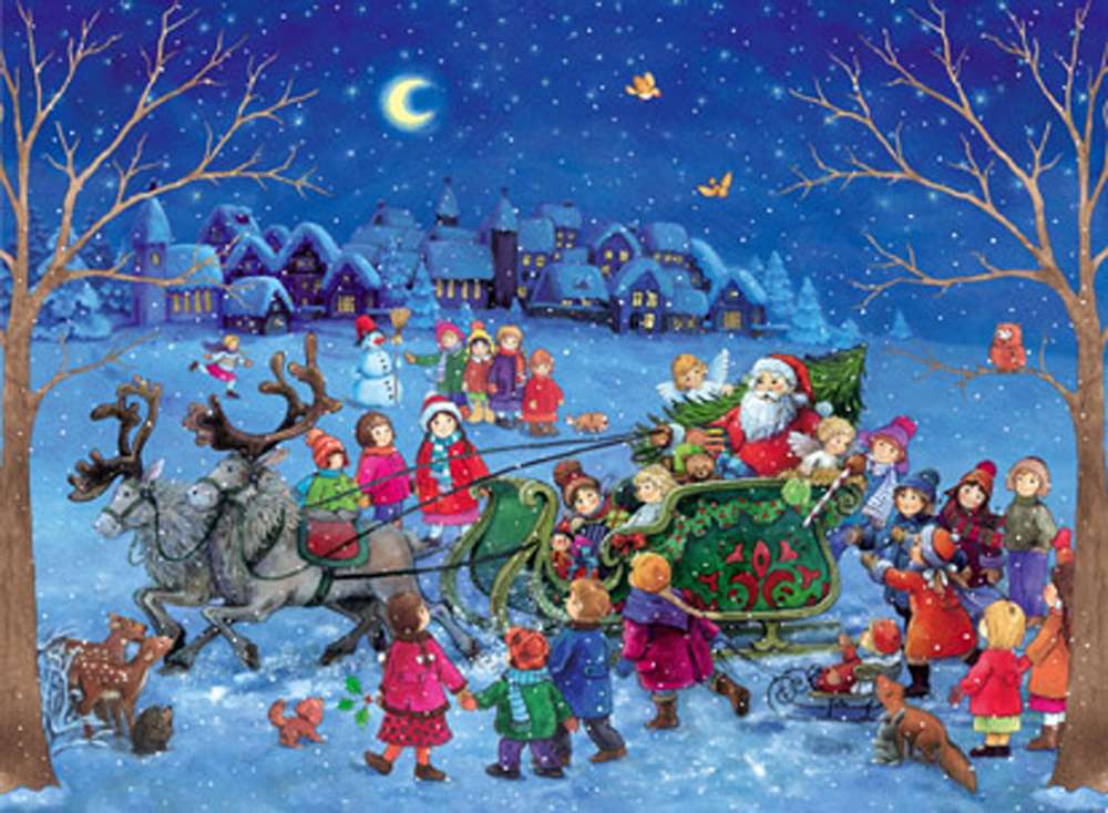 Traditional German Advent Calendars - Medium Size with Old World Santa Scenes | Christmas Countdown Decor for Home & Office