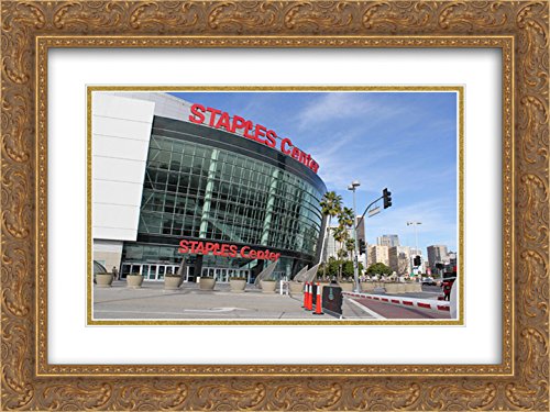 Staples Center 24x20 Gold Ornate Framed Art Print - 2X Matted Stadium Series Wall Decor for Sports Fans & Home Office
