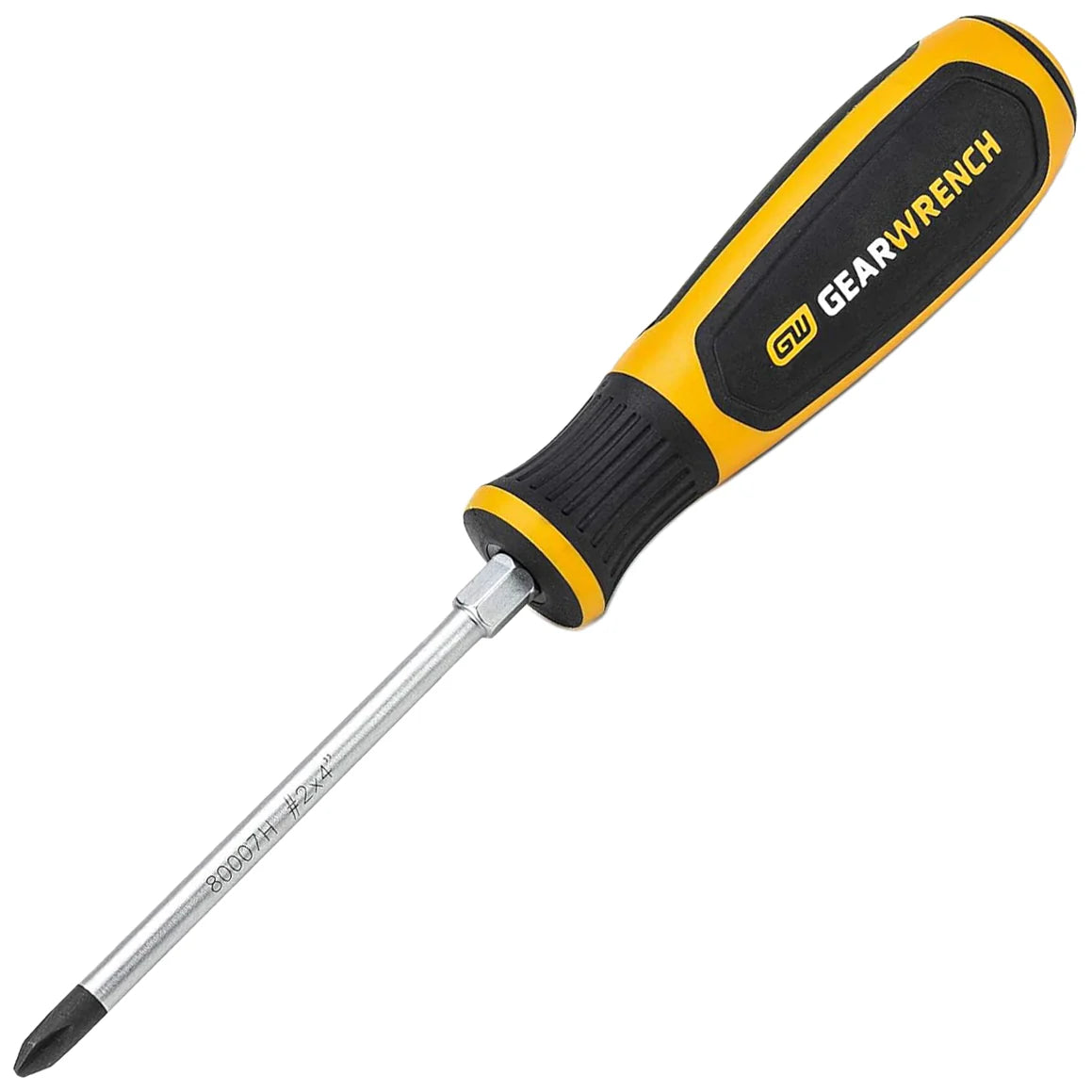 Gearwrench #2 x 4 Phillips Dual Material Screwdriver (80007H) - Ergonomic Handle for Precision Work - Ideal for DIY, Home Repair & Automotive Maintenance