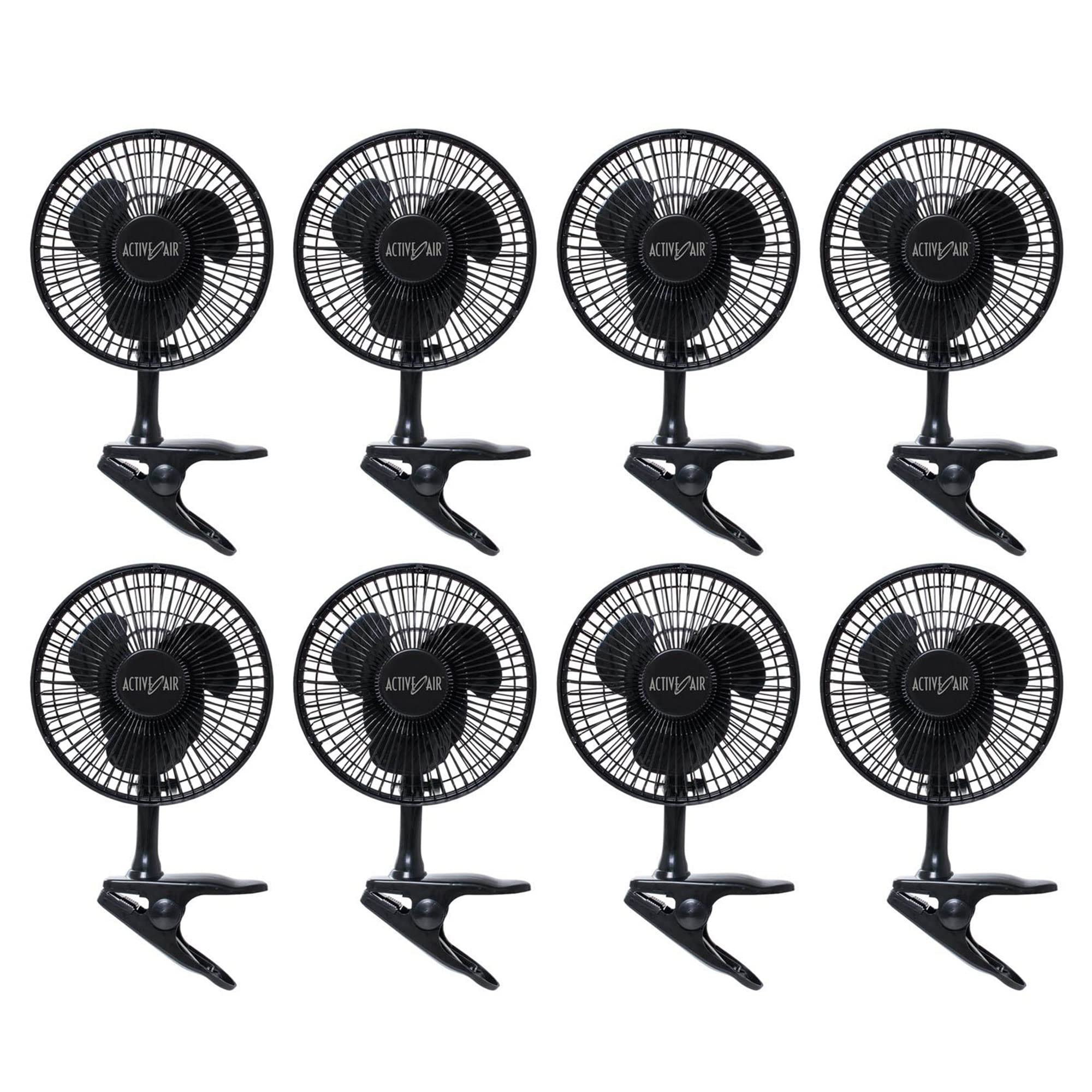 8 Pack Active Air 6 Inch 5W Magnetic Clip-On Grow Fan with Brushless Motor - Quiet Hydroponic Cooling Fan for Indoor Gardening, Greenhouse & Grow Tent Ventilation