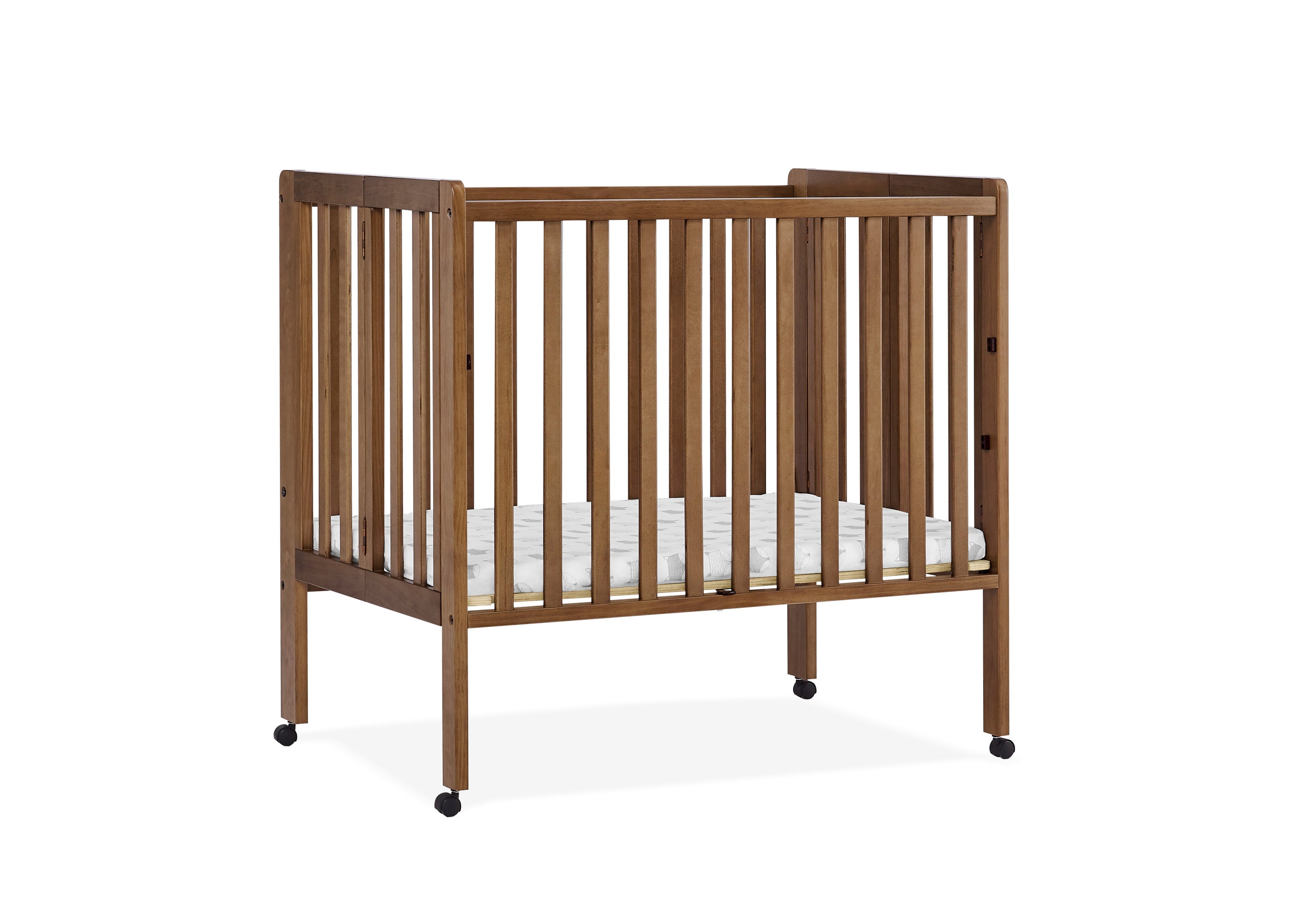 Lee Portable Folding Mini Crib with 1.5 Inch Mattress - Lightweight Travel Crib for Babies & Toddlers - Perfect for Home, Travel, and Daycare Use