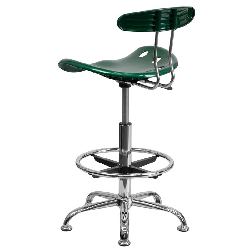 FLASH Bradley Vibrant Violet and Chrome Drafting Stool with Tractor Seat - Adjustable Height Bar Stool for Home Office, Art Studio & Industrial Workspaces