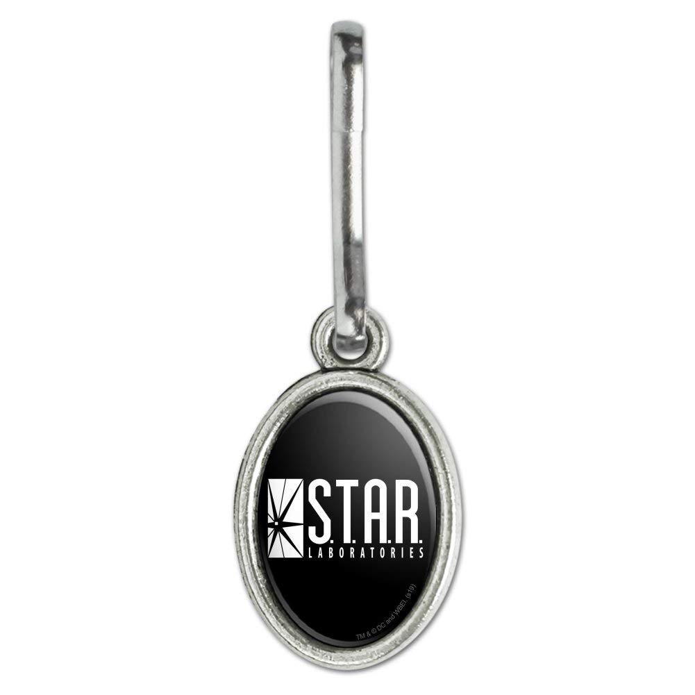 STAR Labs Logo Vintage Oval Charm - The Flash TV Series Inspired Zipper Pull for Clothes, Purse, Suitcase & Backpack | Perfect for Cosplay, Comic-Con & DC Fans Gifts
