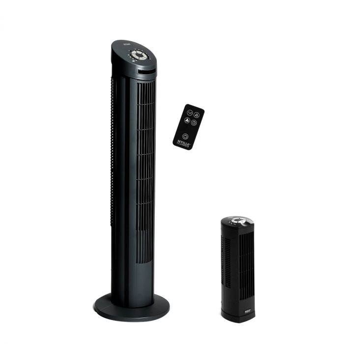 UltraSlimLine® Black Tower Fan with Remote Control - 3 Speed Settings, Quiet Oscillating Cooling Fan for Home, Office & Bedroom - Energy Efficient Air Circulator for Year-Round Comfort