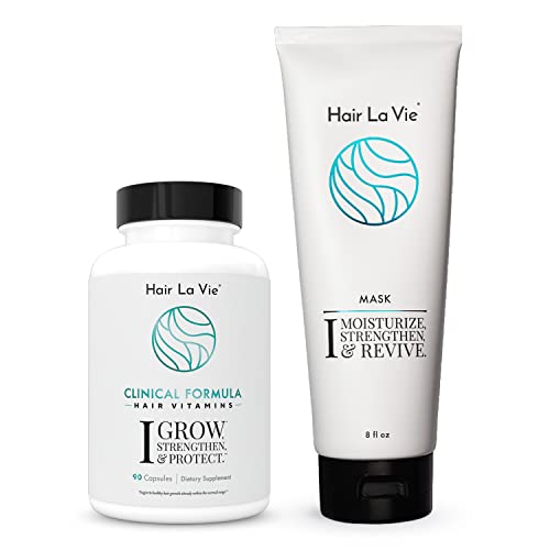 Hair La Vie Clinical Formula Hair Vitamins & Hair Mask Deep Conditioner Bundle - Promote Healthy Hair Growth & Repair for Women & Men | Perfect for Daily Hair Care & Styling