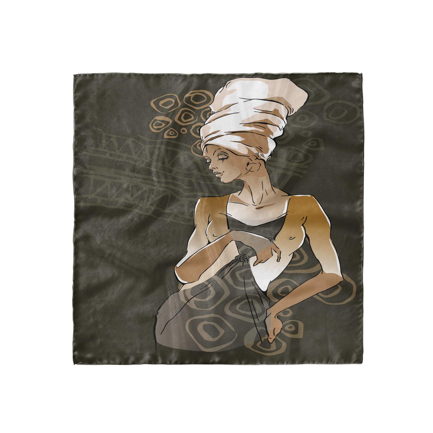 Ambesonne African Print Hair Scarf - Stylish Doodle Design Head Wrap for Women - Perfect for Braids, Locs, and Natural Hair Protection