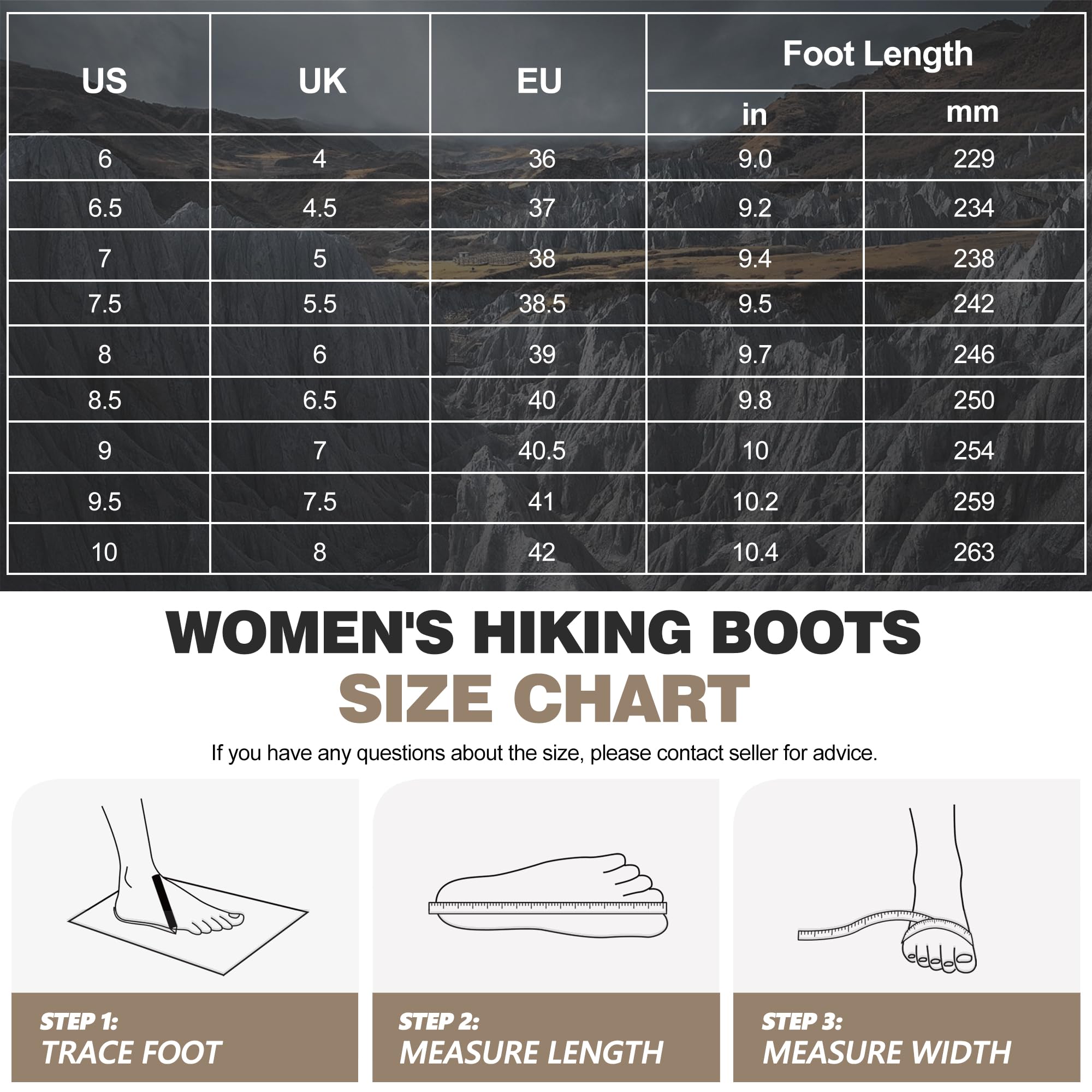 Women's Waterproof Hiking Boots - Lightweight Ankle Support Trekking Shoes with Non-Slip Sole | Breathable Outdoor Boots for Backpacking, Camping & Trail Walking