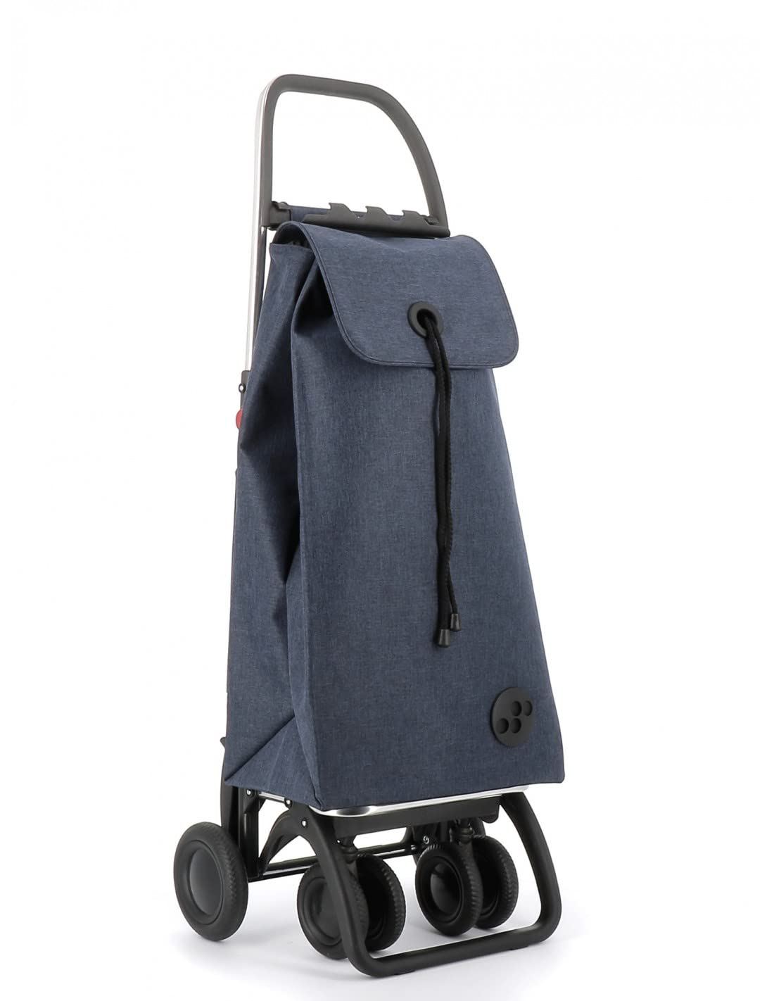 ROLSER I-Max Tweed 4 Wheel Foldable Shopping Cart with 2 Swivel Wheels - Lightweight Collapsible Grocery Trolley for Seniors & Shopping - Perfect for Grocery Stores, Markets, and Travel (Marine Blue)