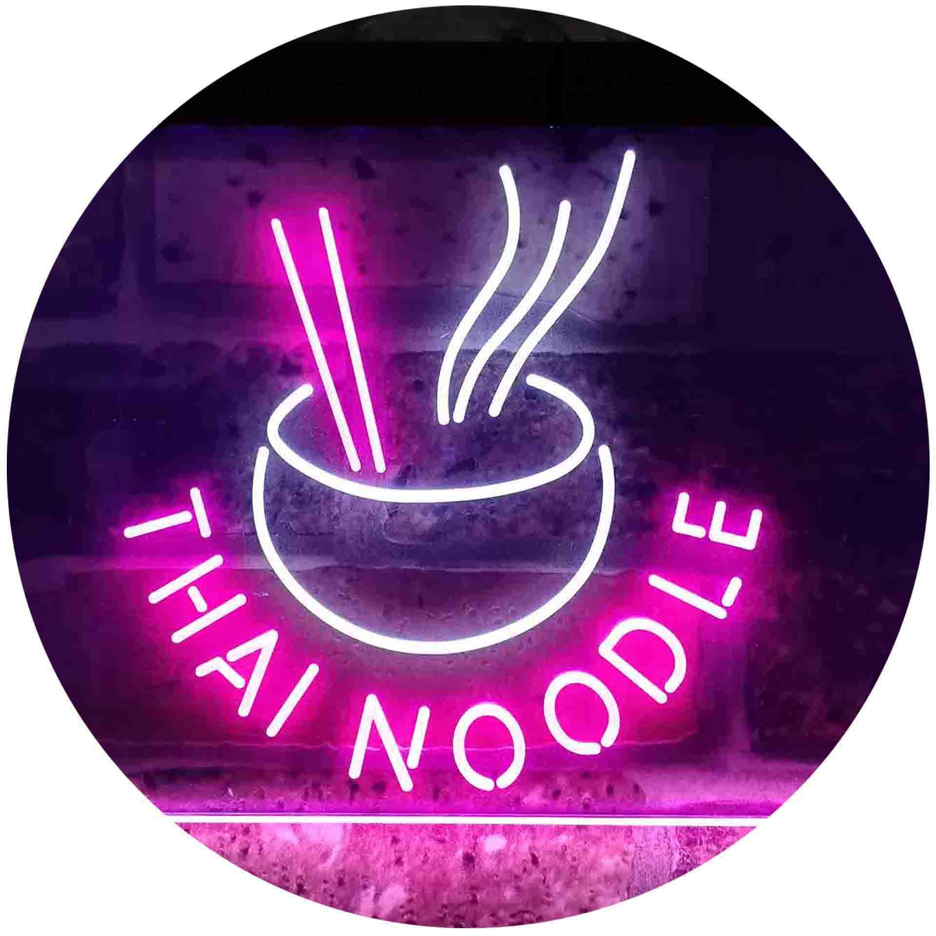 ADVPRO Thai Noodle Snack Dual Color LED Neon Sign - White & Purple 24x16 Inches - Retro Diner Decor for Restaurants, Bars & Home Kitchen