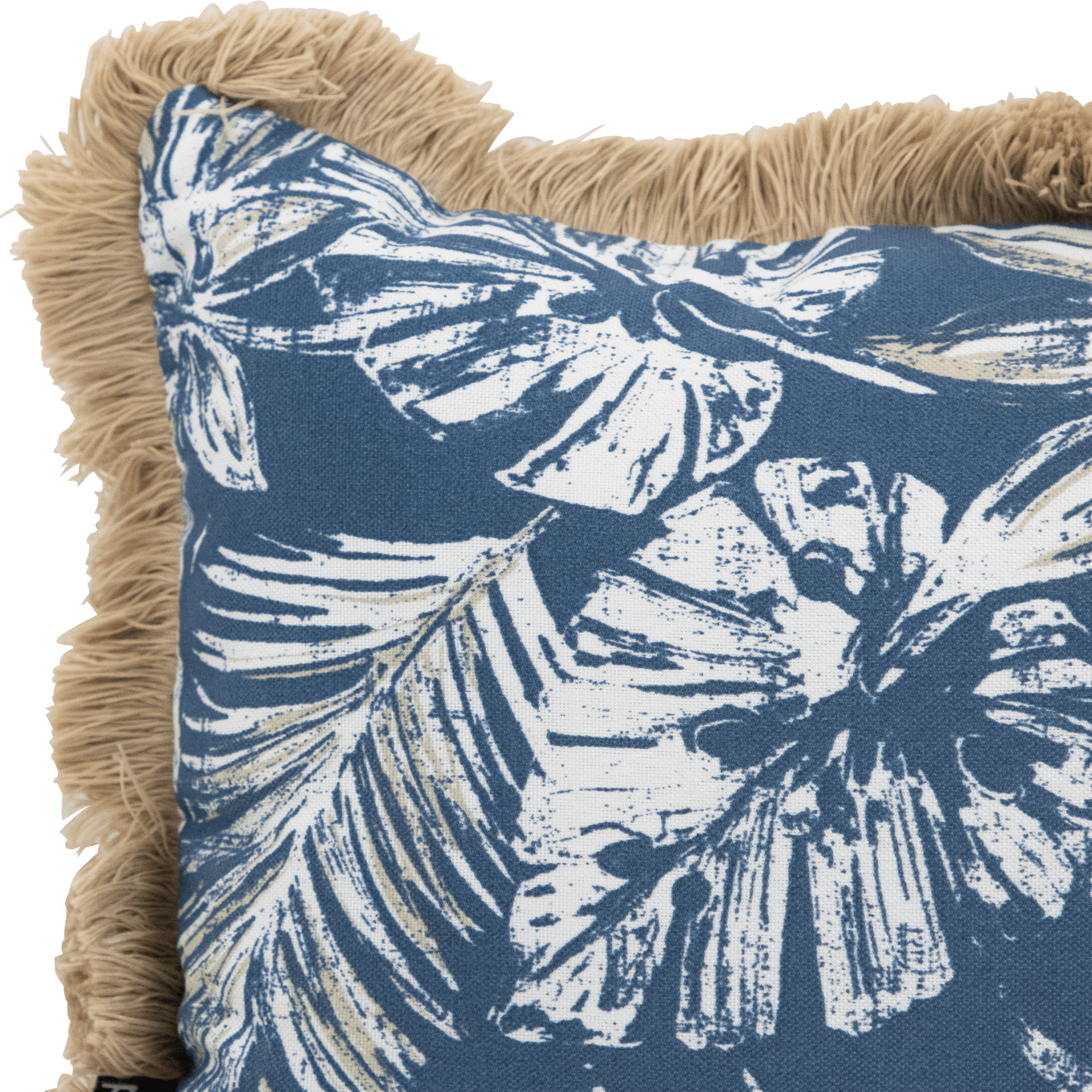 Tahiti Navy Escape 30x50cm Fringed Outdoor Cushion - Waterproof Patio Pillow for Garden, Poolside & Beach Lounge Chairs - Decorative Boho Throw Pillow for Porch Furniture