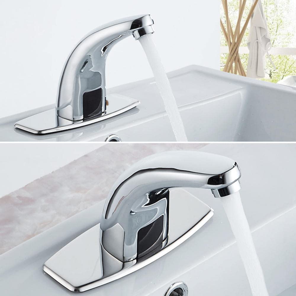 KNOXC Automatic Sensor Faucet - Hands-Free Touchless Bathroom Sink Mixer Tap with Chrome Finish for Cold & Hot Water | Ideal for Home, Office, and Public Restrooms
